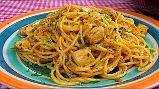 Cocina una deliciosa pasta en 10 minutosreceta fácil espaguetis con polloA mi manera [upl. by Nuhsed]