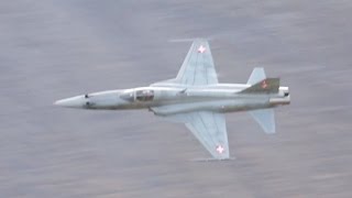 Northrop F5E Tiger II Swiss Air Force Shooting to ground Target Axalp 2012 Airshow [upl. by Ahsimin]