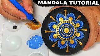 Dot Art Mandala Stone Painting Rocks Tutorial  How to Paint Mandala for Beginners Relaxing Video [upl. by Alohs]