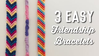 3 EASY BEGINNERS FRIENDSHIP BRACELETS  Twisted Striped amp Chevron [upl. by Gnirol]