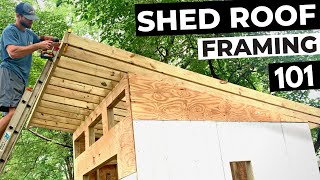 DIY Shed Roof Framing How to Build a Shed Roof Make Birdsmouth Cuts and Install Plywood Decking [upl. by Eenitsed]