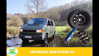 Offroad Upgrade höher breiter VW T4 Spurplatten Stoßdämpfer und Federn  t4umbau [upl. by Eremaj]