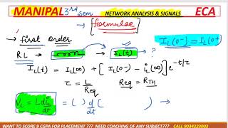 lec 9 steps for calculate first order transient RL CIRCUIT with formulae  manipal ECA easy method [upl. by Jessika14]