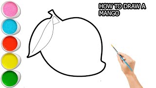 HOW TO DRAW A MANGO FOR KIDS STEP BY STEP AND EASY  EASY ART TUTORIAL [upl. by Ruhtra386]