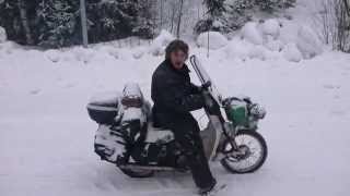 Riding a Honda C90 in Finland in snow [upl. by Terza]