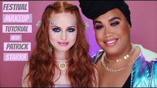 Festival Makeup Tutorial with PATRICK STARRR  Madelaine Petsch [upl. by Anirtac]