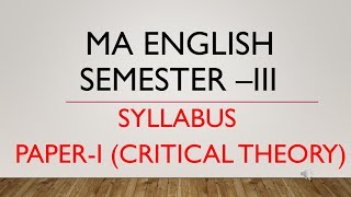 MA ENGLISH SEMESTER III SYLLABUS II ALL MP GOVT UNIVERSITIES II APSU UNIVERSITY II PG ENGLISH SYLLAB [upl. by Ahsatsana]