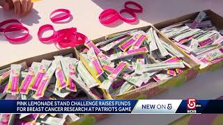 Lemonade stand raises funds for breast cancer research outside Patriots game [upl. by Ardna]