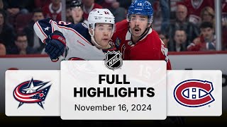 NHL Highlights  Blue Jackets vs Canadiens  November 16 2024 [upl. by Comstock]