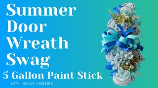 5 Gallon Paint Stick Door SwagWreath Making IdeasDeco Mesh WreathPaint Stick WreathDiy Wreath [upl. by Hnirt866]