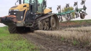 Ploughing in Paddy 2014  Challenger MT765B  MGM 5  Furrows [upl. by Eibocaj]