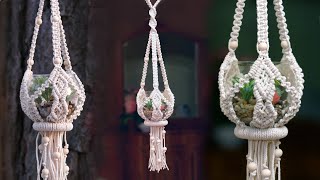 DIY Macramé Plant Hanger NEW Design with Ring and Beads [upl. by Eenhpad]