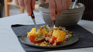 Gefüllte Paprika mit Kartoffelhaube aus dem Ofen leckere VeggieKüche [upl. by Eenattirb]