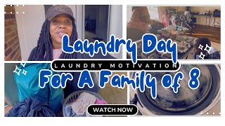 LAUNDRY DAY  Wash amp Folding Clothes for a Family of 8  Laundry Motivation [upl. by Anitrak]