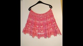 Pèlerine poncho Rosalie au crochet en coton rose légèrement dégradé perlé [upl. by Christophe]