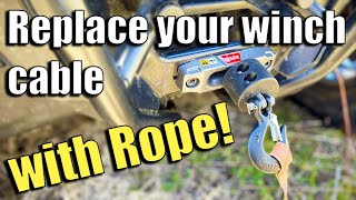 Installing Winch Rope on Your UTV  Replace Winch Cable with Synthetic Rope Polaris General 4 [upl. by Aiouqahs]