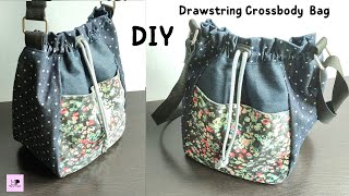 Drawstring Crossbody Bag Tutorial  Drawstring Bag Tutorial  Crossbody Bag Tutorial [upl. by Ackley]