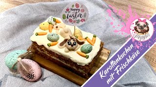 Karottenkuchen 🥕🐰🥕 mit FrischkäseOstertorte Motivtortesaftigeinfaches Rezept glutenfrei [upl. by Laina83]