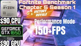 GTX 1650 RYZEN 5500 Performance Mode DX 11 DX 12 BENCHMARKFortnite chapter 5 Best settings [upl. by Nylitak82]