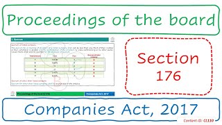 Section 176 Proceedings of the board  Companies Act 2017 CL110 [upl. by Ellon]