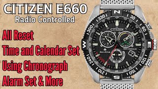 CITIZEN E660 Full Time Setting instruction  Radio Controlled EcoDrive Perpetual Calander [upl. by Gerdi]