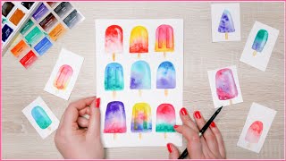 How To Paint Popsicles with Watercolor  Creative Saturday Live Painting Session 2 [upl. by Airdnola]