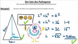 Höhe im gleichschenkligen Dreieck mit dem Satz des Pythagoras berechnen – So geht‘s 😉👍 [upl. by Charteris45]