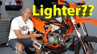 The 2019 KTM 300 XCW TPI is lighter than the 2018 250 TPI [upl. by Suirtemid]