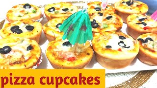 pizza cupcakes  pizza muffin how to make pizza cupcake  piza cups cheesy pizza cup mini pizza [upl. by Conlen]