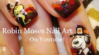 Thanksgiving Nail Art  Snoopy and Woodstock Nails Design Tutorial [upl. by Garling51]