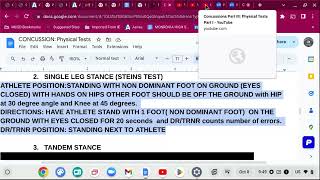 CONCUSSION PHYSICAL TESTS PART 2 BALANCE TESTS [upl. by Giuseppe]