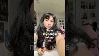 Styling my mini bangs with just a straightener 🖤 haircutting haircutwomens haircare bangstyle [upl. by Alian]