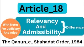 relevancy and admissibility of evidencearticle 18 qsoqanun e shahadat order 1984khadijawalayat [upl. by Pepita893]