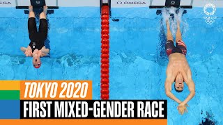 Historical First Swimming MixedGender Race at the Olympics  Tokyo 2020 Replays [upl. by Amikan]