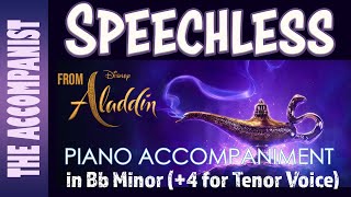 SPEECHLESS from ALADDIN 2019 Piano Accompaniment for Male voice Bb Minor 4 Karaoke in CC [upl. by Solegna258]