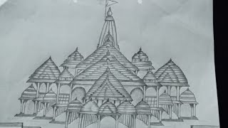 How to Draw Ram Mandir Ram Mandir Sketch Jai Shree Ram [upl. by Nhguaved223]