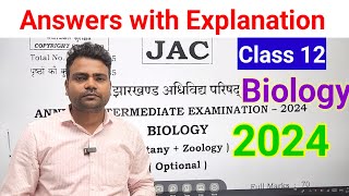 Biology Answer Key class 12 jac board 2024  answer key Biology class 12 [upl. by Pergrim707]