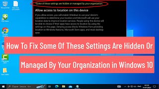 How To Fix Some Of These Settings Are Hidden Or Managed By Your Organization in Windows 10 FIXED [upl. by Kathryn]