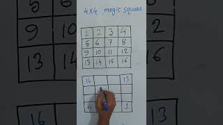 4 order magic square।। 4×4 magic square shortcut system ৪×৪ ম্যাজিক বর্গ সমাধান shorts math [upl. by Boorer738]