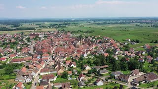 Eguisheim in France with vineyards by drone [upl. by Lemaceon334]