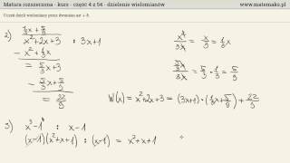 Matura rozszerzona  kurs  dzielenie wielomianu przez dwumian [upl. by Nekial]