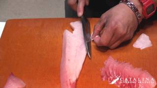 Sushi Tutorial How to cut and prepare Yellowtail Hamachi [upl. by Iris]