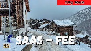 Saas Fee Walking Tour in a Beautiful Small Village in the Alps of Switzerland [upl. by Hanleigh784]