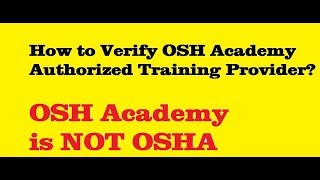 How to verify OSH  Academy Trainers by Askmaazcom [upl. by Aelaza519]