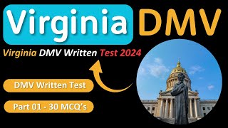 Virginia DMV Written Test 2024 🚗  Part 1  Top 30 Questions amp Answers [upl. by Nerb]