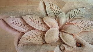 wood carving flower  wood carving for beginners  wood art [upl. by Dimphia]