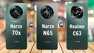 Realme Narzo 70x 5g vs Realme Narzo N65 5g vs Realme C63 5g  Comparison [upl. by Baelbeer]