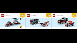 LEGO Instructions  Creator 3in1  31146  Flatbed Truck with Helicopter  All 3 Books [upl. by Lebazi]