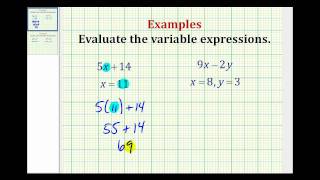 Examples Part 1 Evaluating Variable Expressions [upl. by Aisyle105]