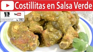 CÓMO HACER COSTILLITAS EN SALSA VERDE  Vicky Receta Facil [upl. by Osnofedli]